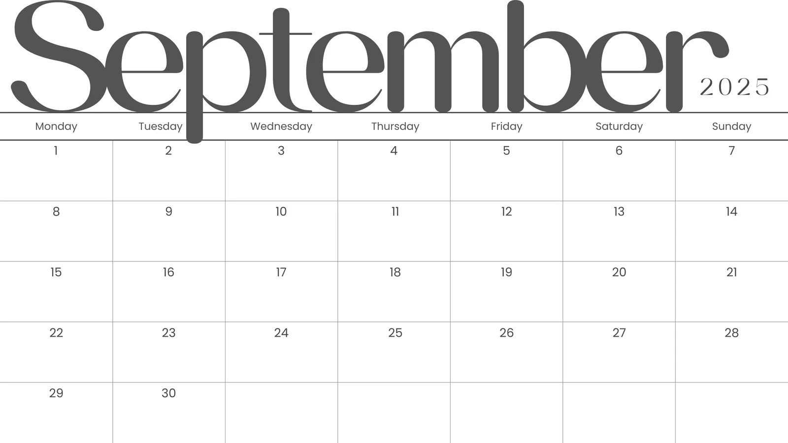 Calendar For September 2025 Printable