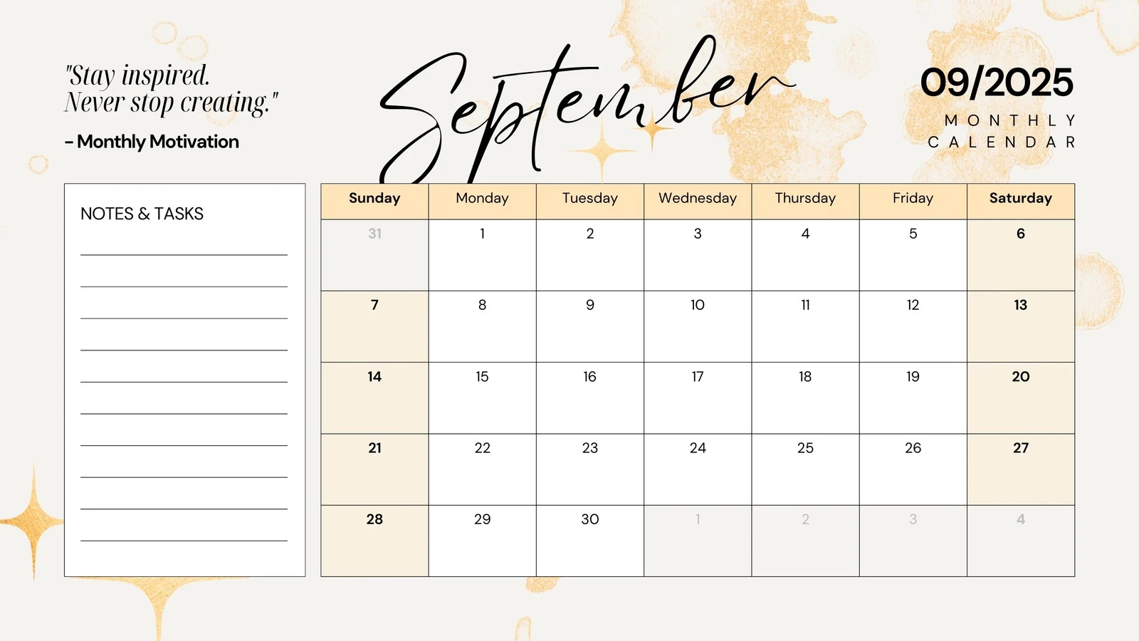 Free Printable September 2025 Calendar Templates Canva
