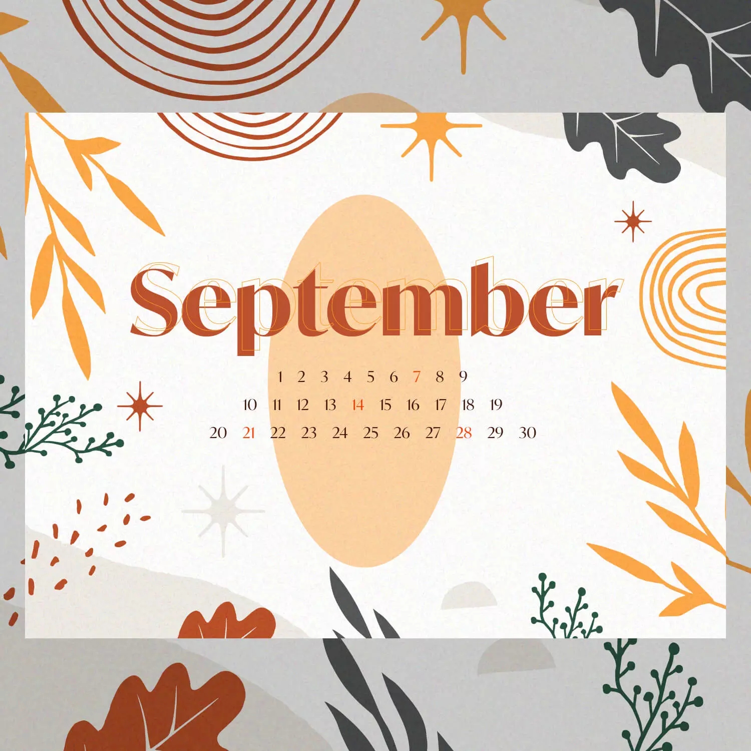 Free Printable Vector Leaves September Editable Calendar MasterBundles