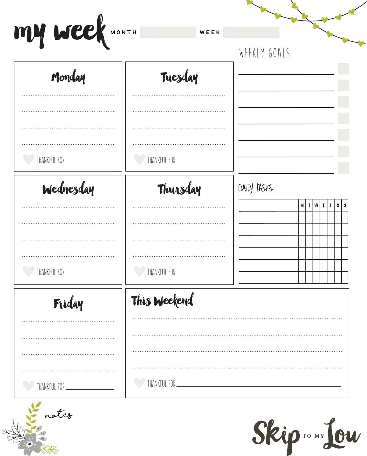 Free Printable Blank Weekly Calendar