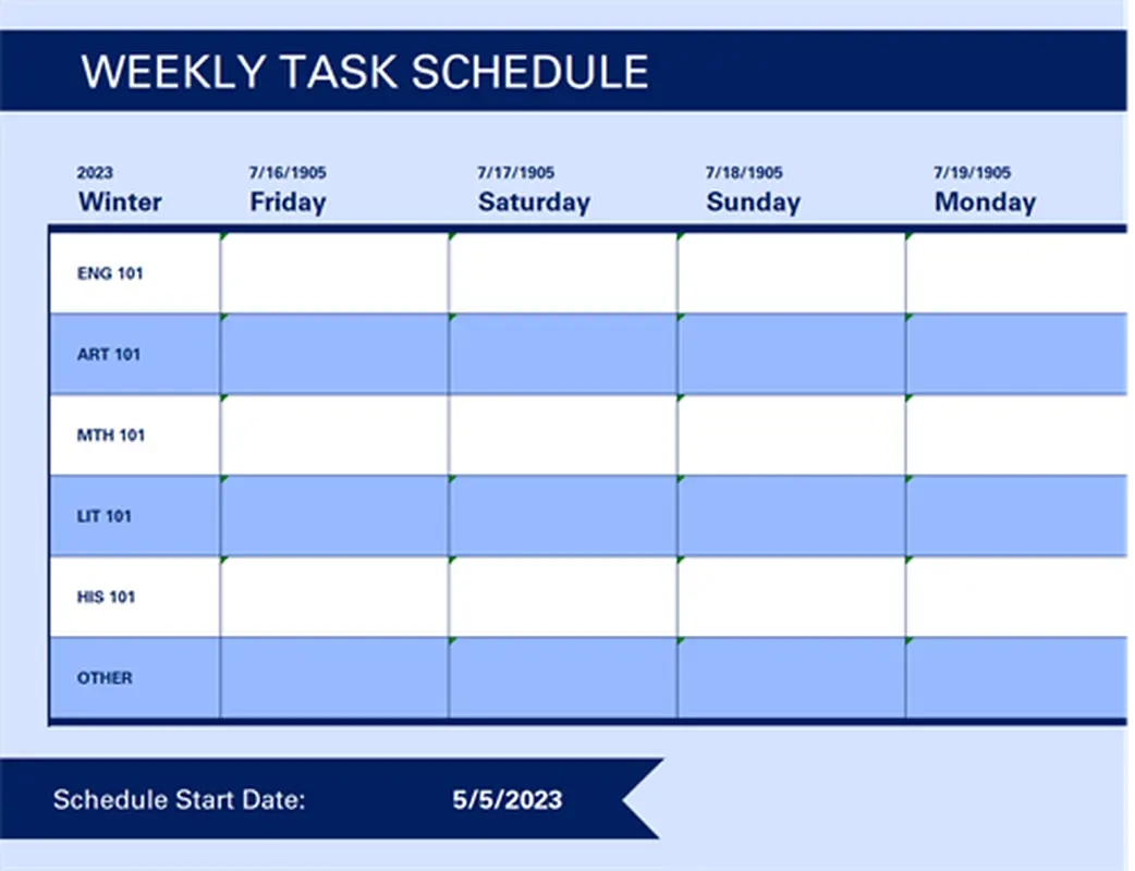Printable Work Schedule Calendar
