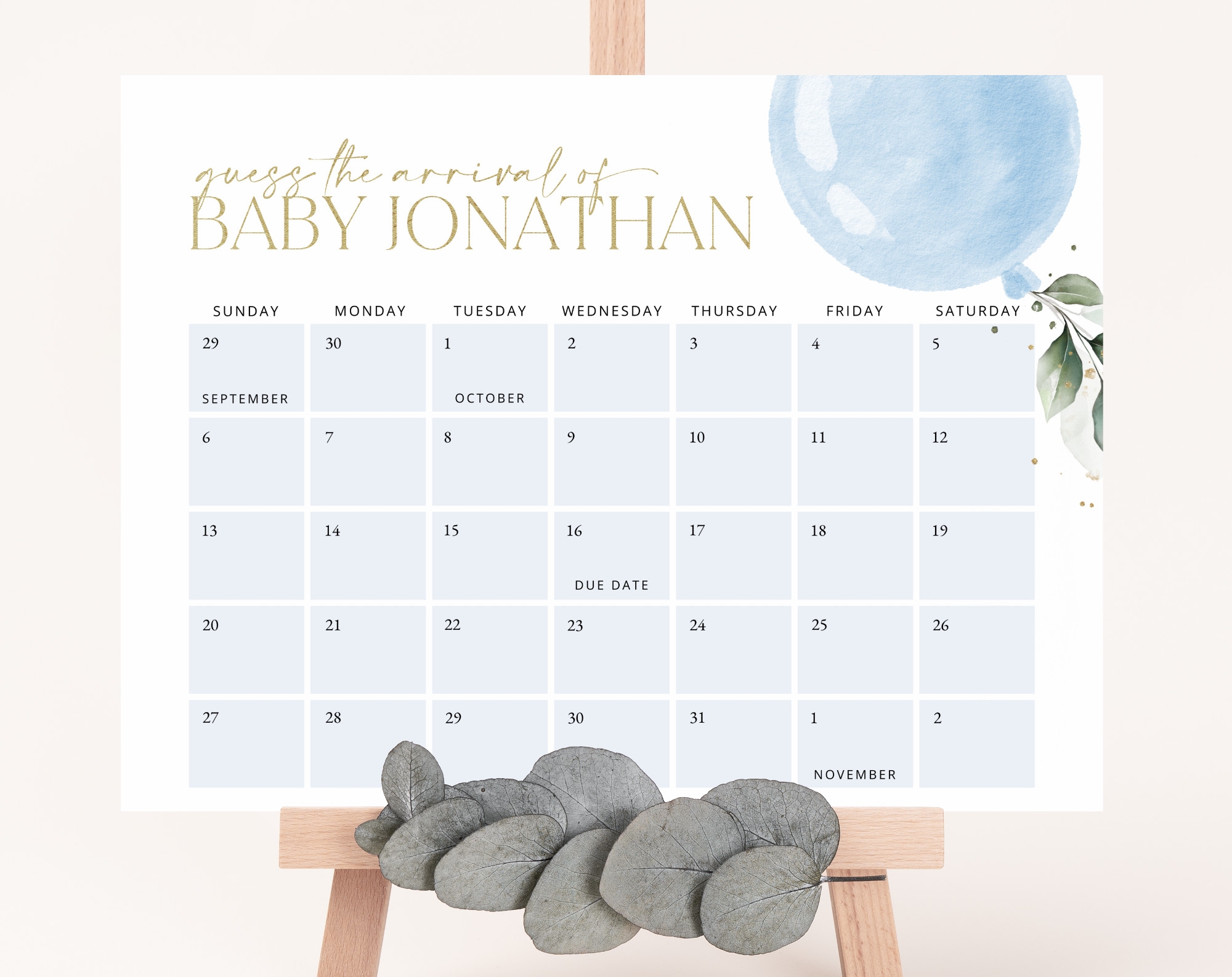 Guess The Due Date Game Blue Balloon Guess The Due Date Baby Shower Game Boy Baby