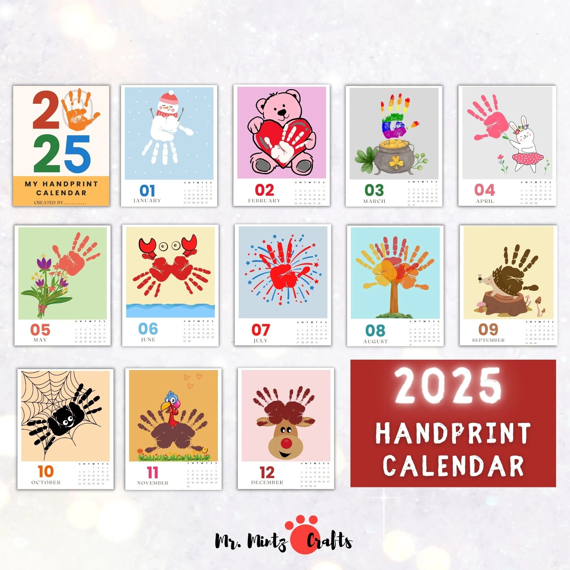 Handprint Calendar 2025 Printable Handprint Art Craft Gift For Grandparents Handprint Memory Book Calendar Template For Baby Craft Etsy Handprint Calendar 2025 Printable Handprint Art Craft Gift For Grandparents Handprint Memory Book Calendar Template For Baby Craft Etsy