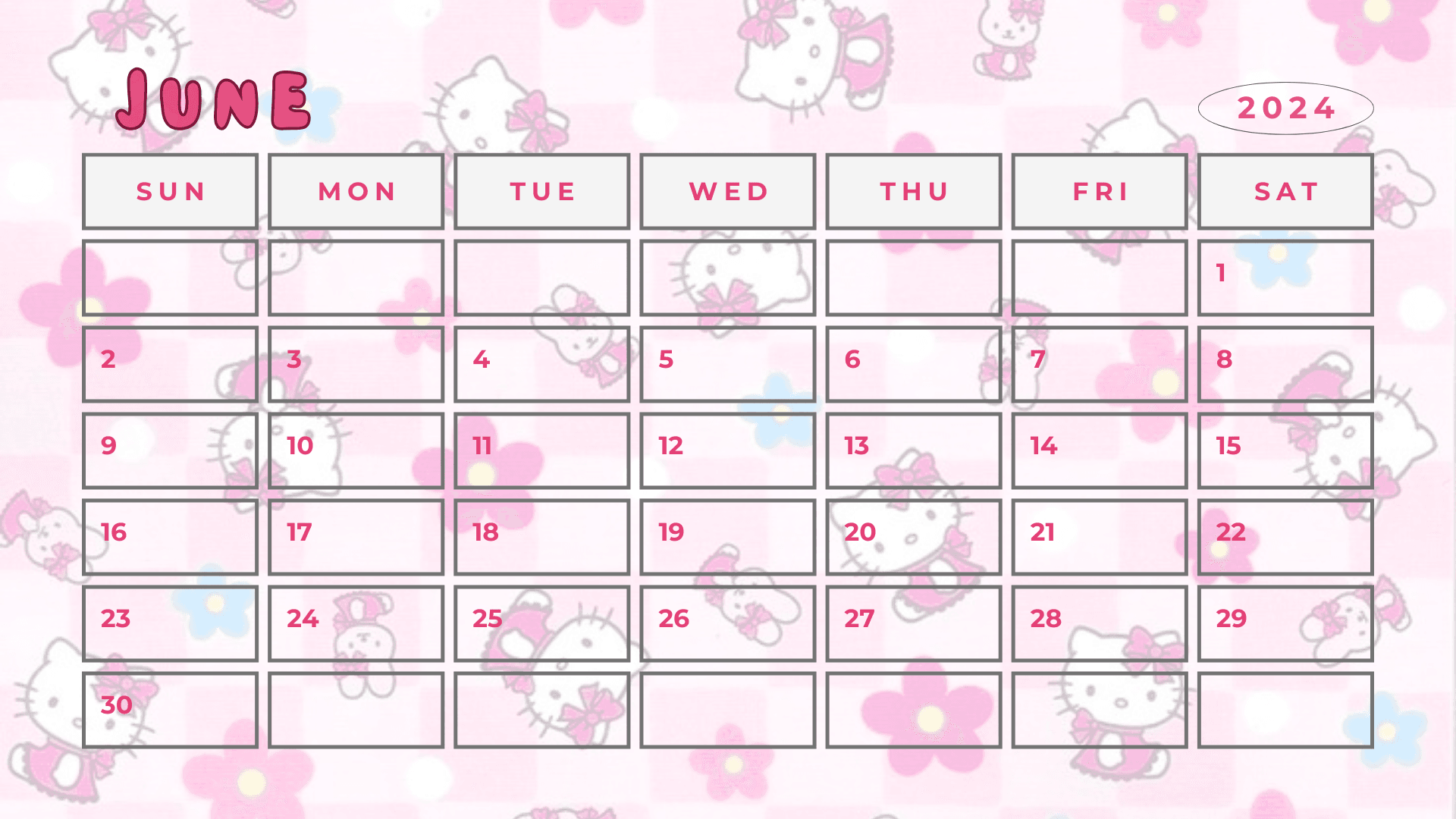 Printable Hello Kitty Calendar 2025