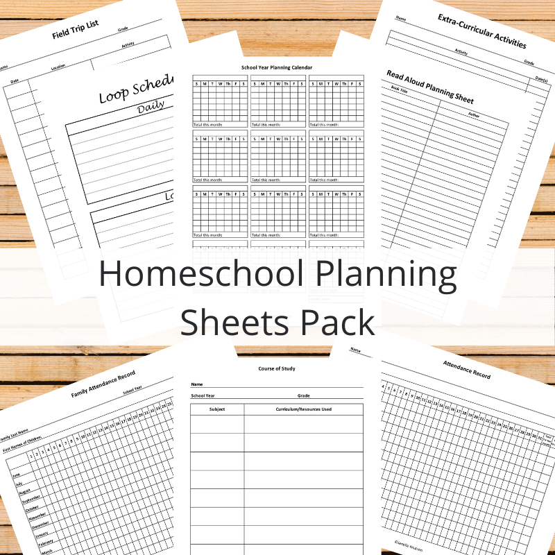 Homeschool Planning Sheets Pack Janelle Knutson