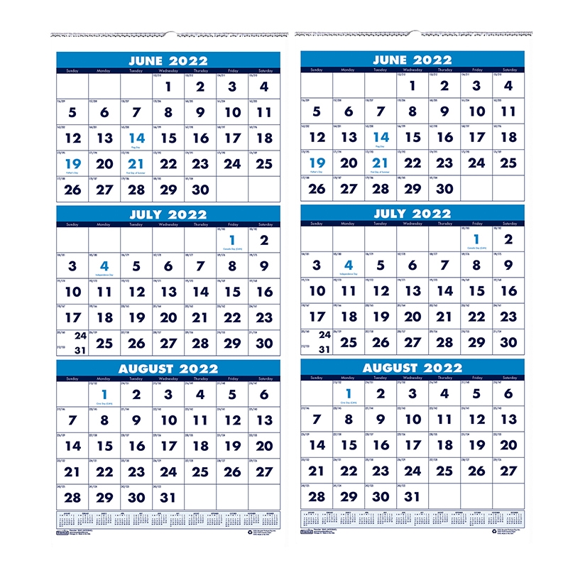 House Of Doolittle Vertical Academic 3 Month Wall Calendar June July 8 X 17 Pack Of 2 TonerQuest