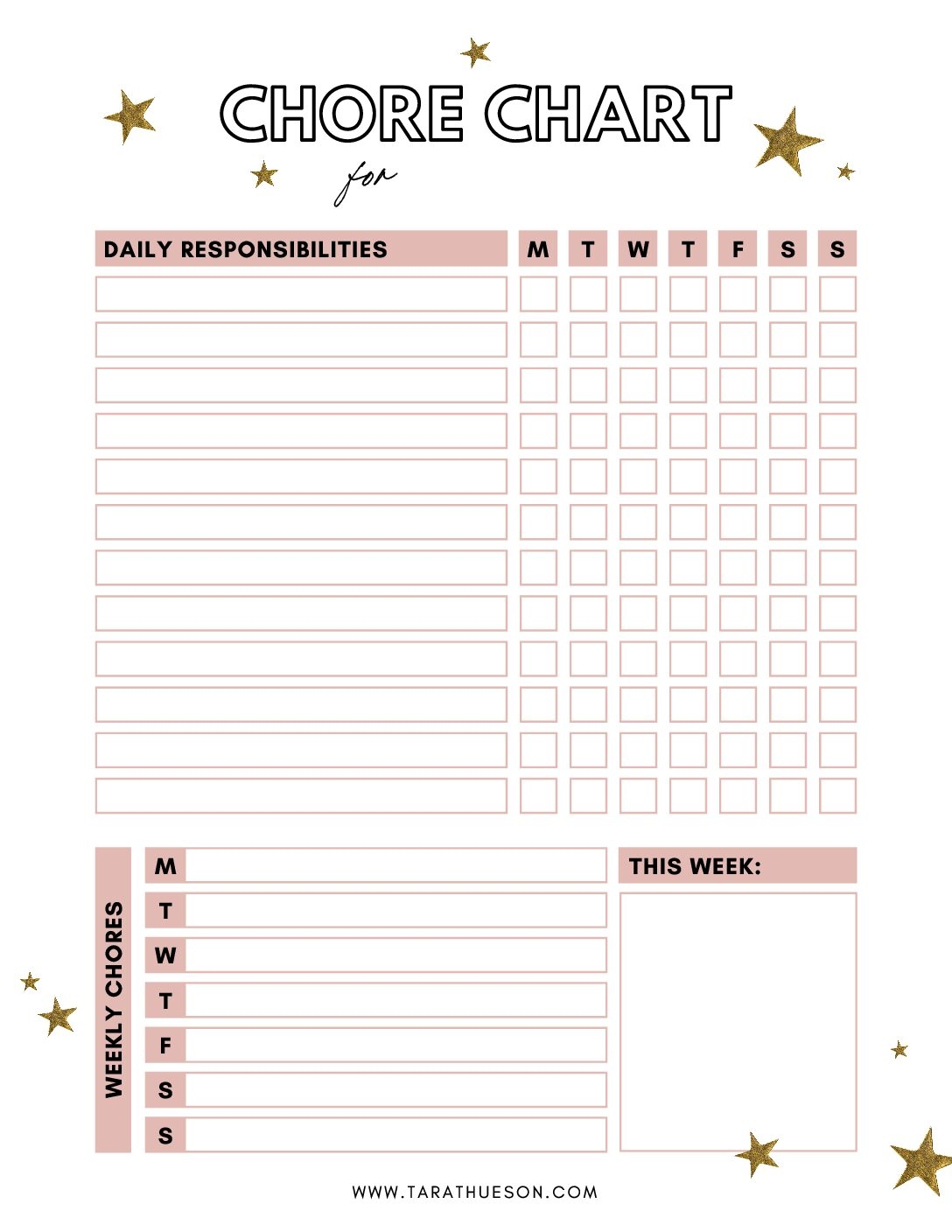 Free Printable Calendars For Chores For Girls