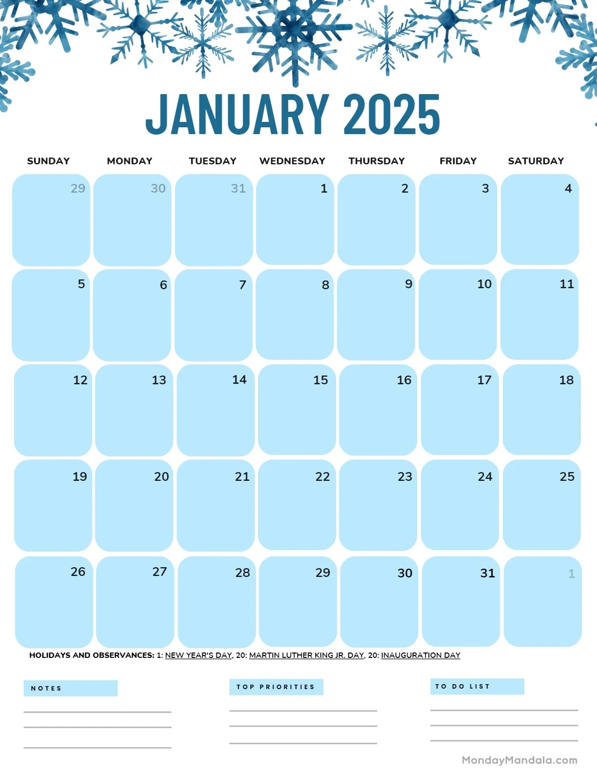 January 2025 Calendar 52 Free PDF Printables 