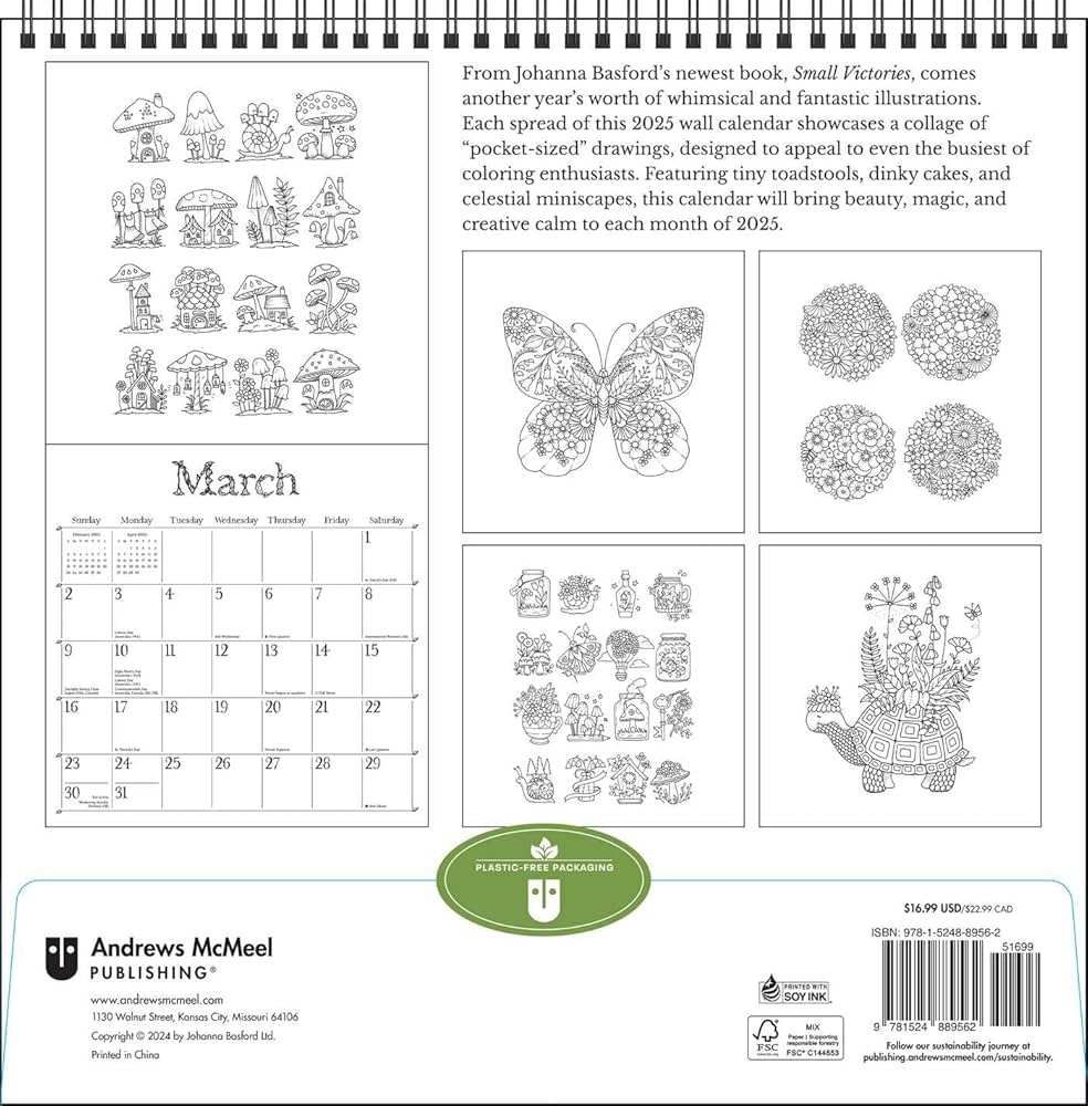 Johanna Basford 2025 Coloring Wall Calendar Small Victories A Year Of Little Wins And Miniature Masterpieces Basford Johanna 9781524889562 Amazon Books
