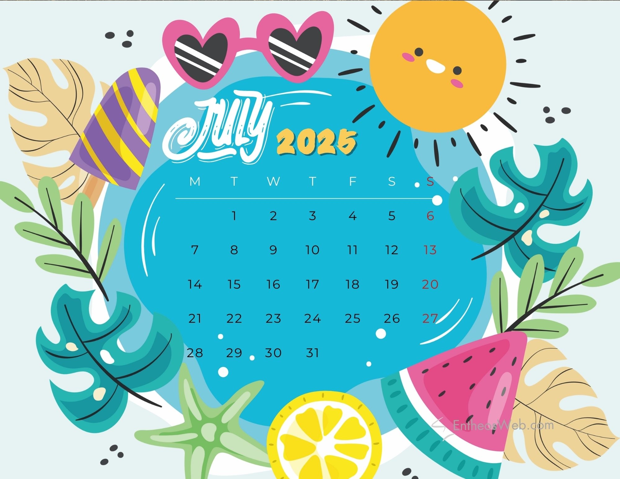 July 2025 Calendar Printables EntheosWeb