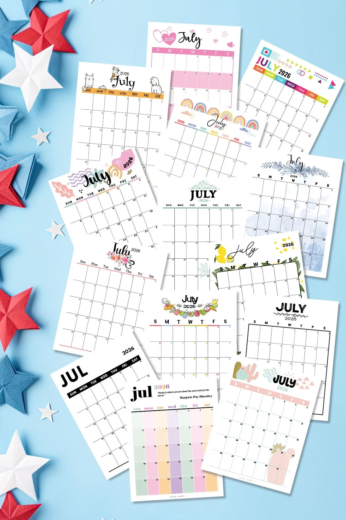 July 2026 Calendar Templates 14 Free Printables Savor Savvy July 2026 Calendar Templates 14 Free Printables Savor Savvy