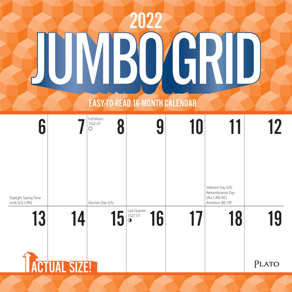 Jumbo Grid Large Print 2022 Square Wall Calendar By Plato Plato Calendars