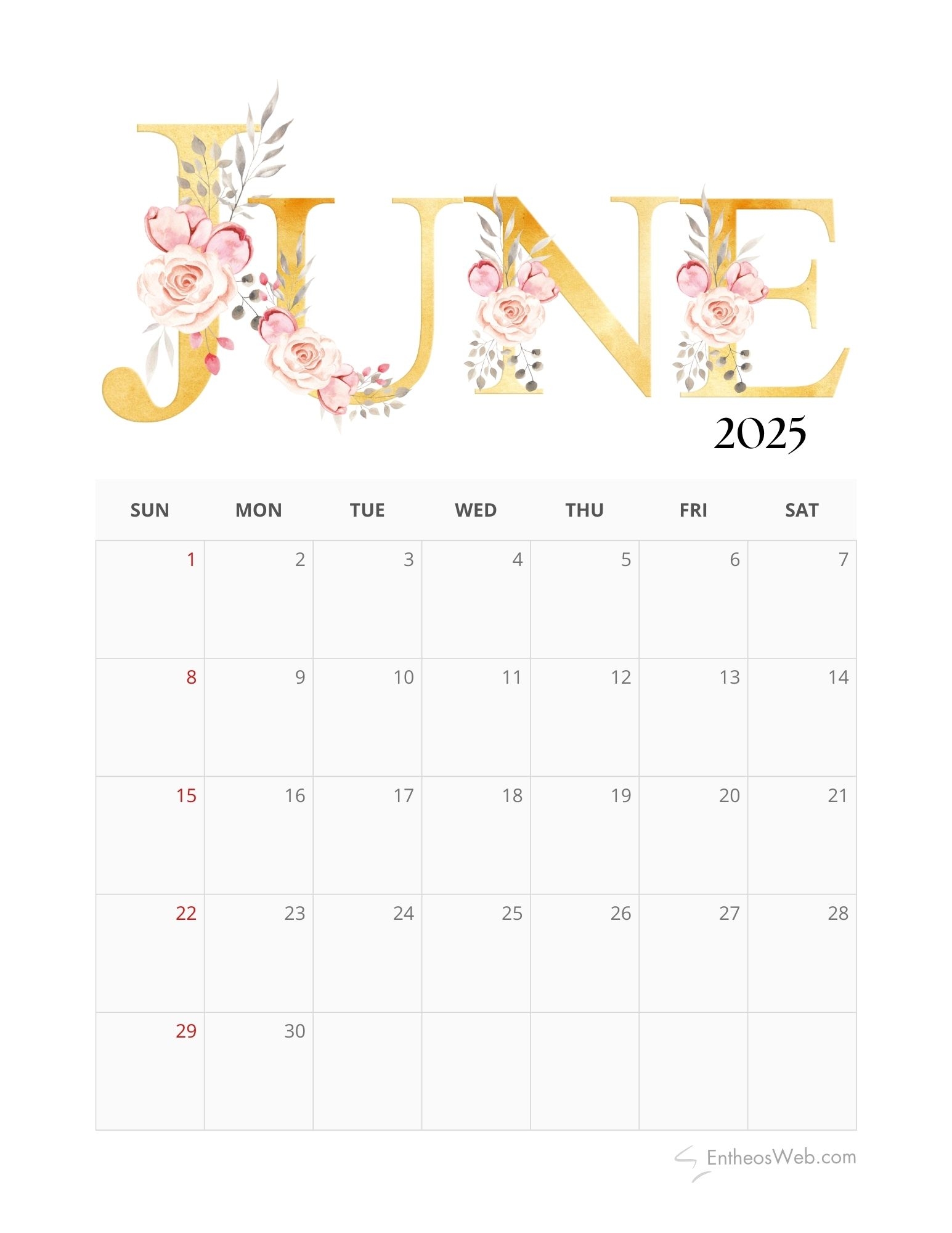 June 2025 Calendar Printables EntheosWeb June 2025 Calendar Printables EntheosWeb
