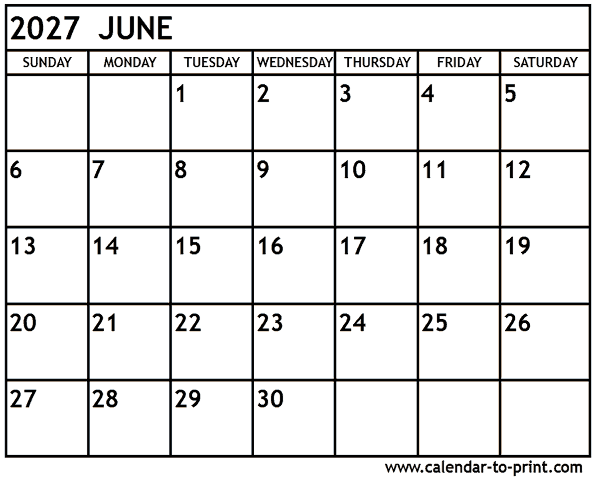 2027 Printable Calendar