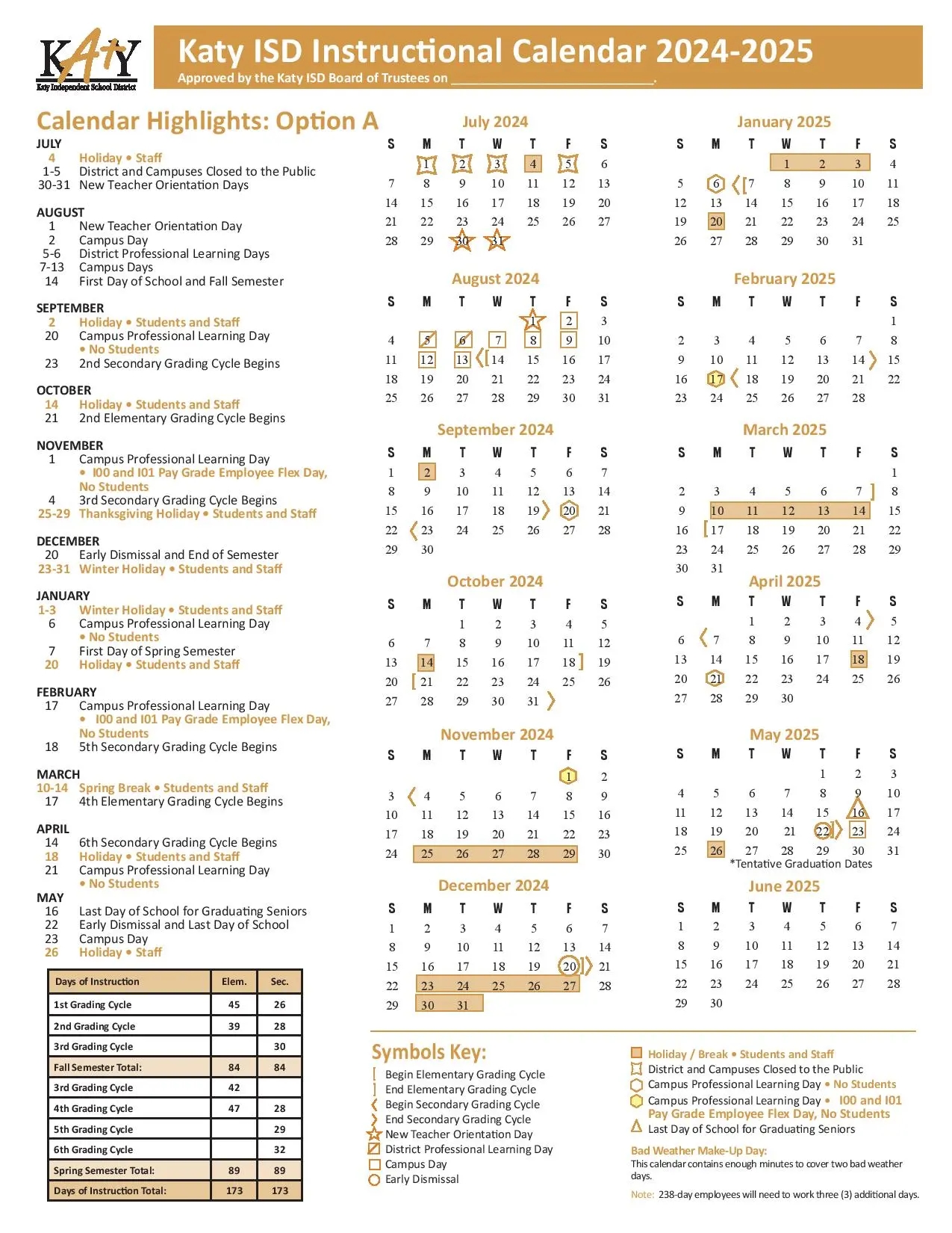 Academic Year Calendar 2025-20 Printable