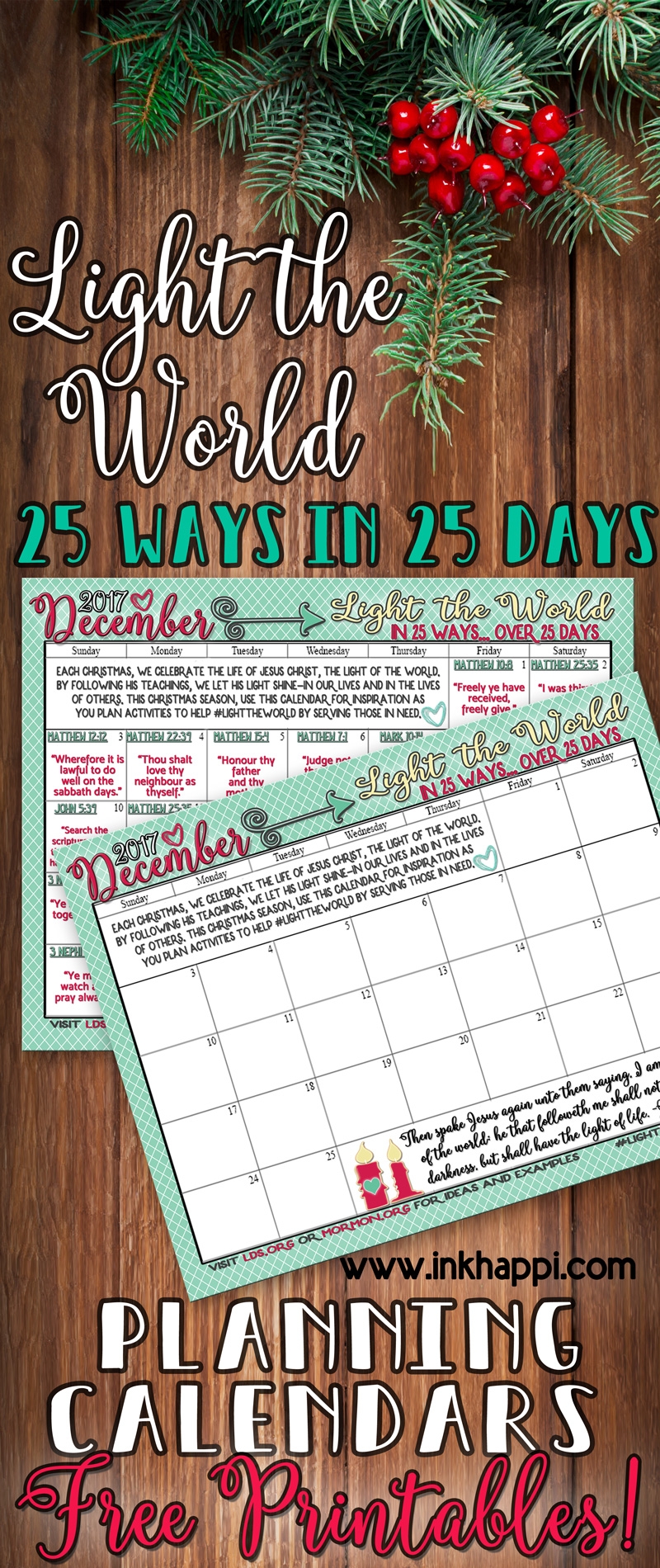 Light The World Printable Calendar
