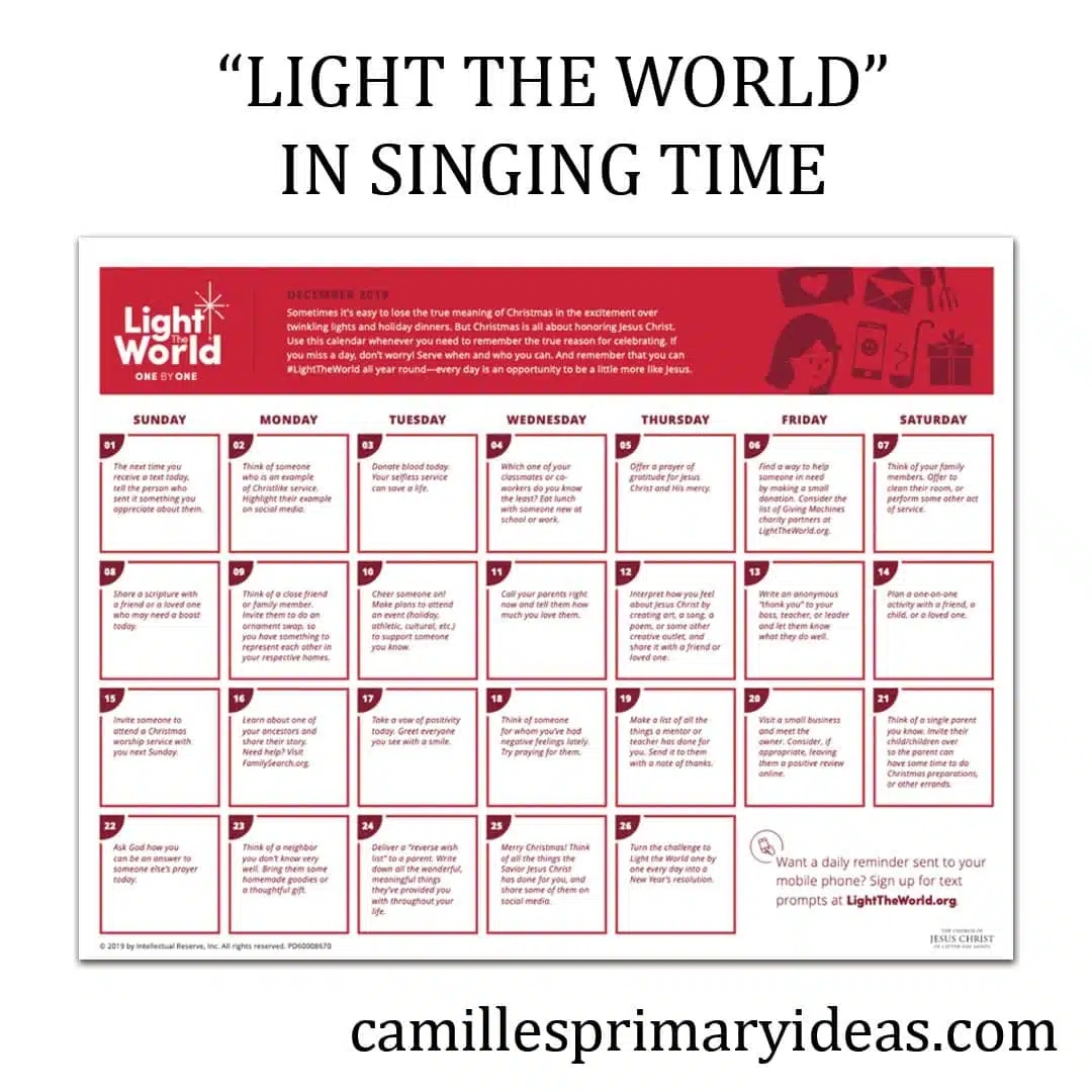 Light The World In Singing Time Camille s Primary Ideas