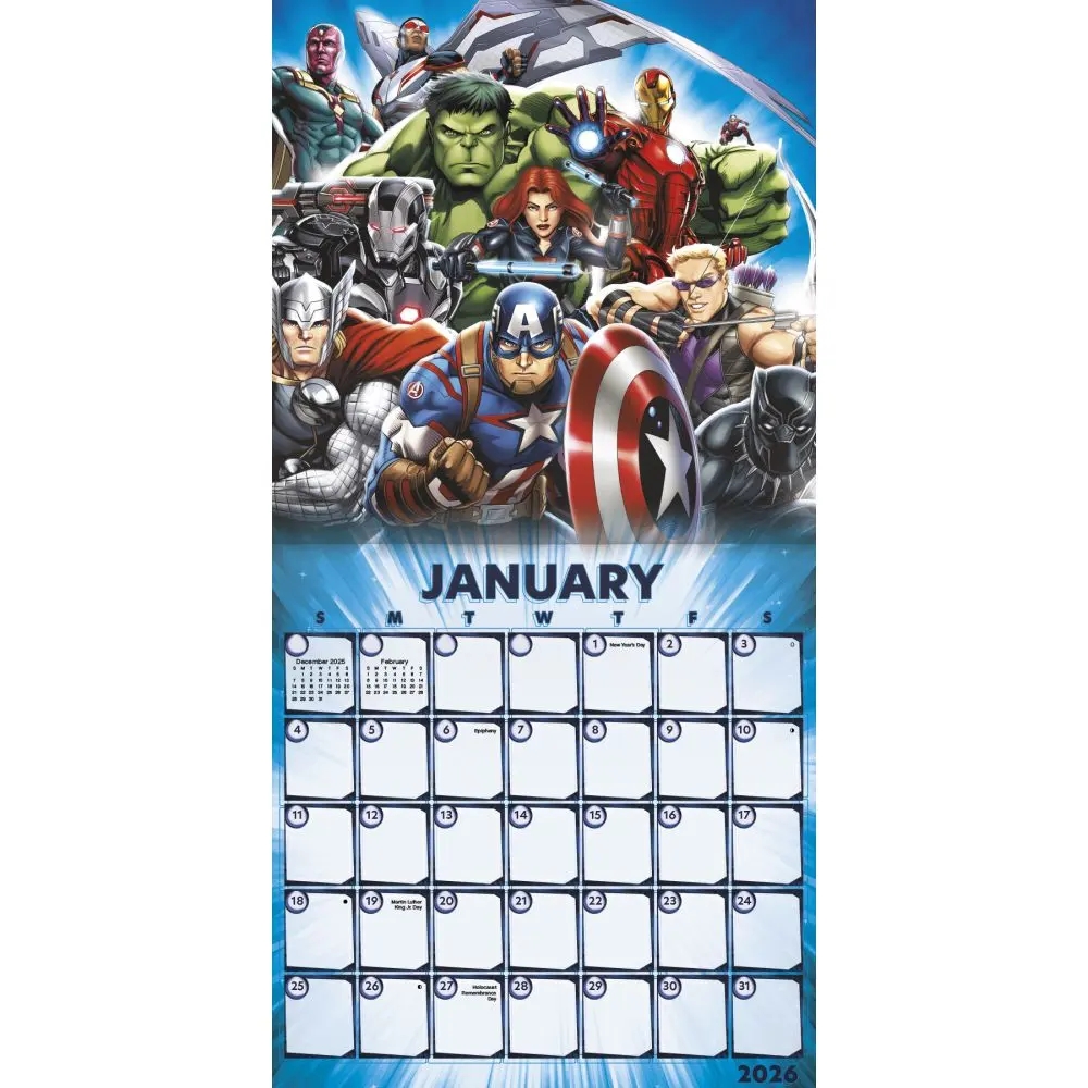 Marvel Avengers 2026 Wall Calendar Calendars