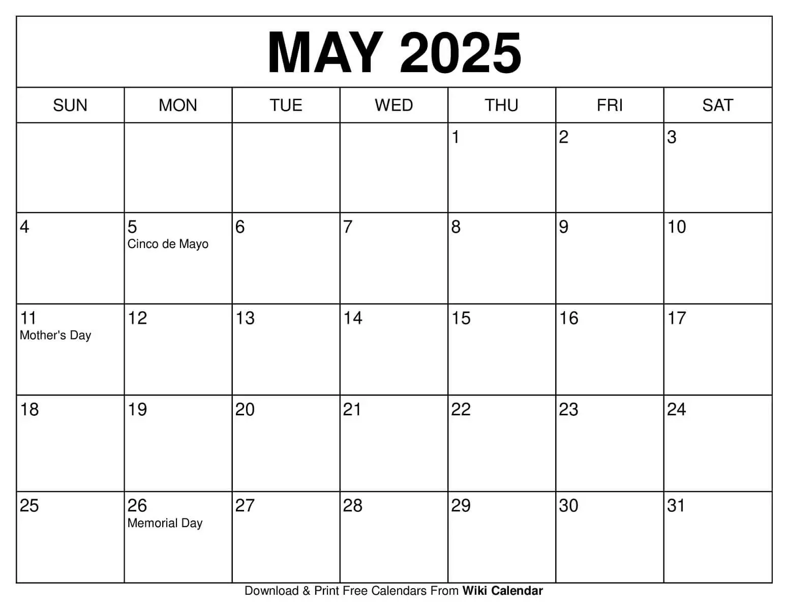 May 2025 Calendar Printable Templates More May 2025 Calendar Printable Templates More