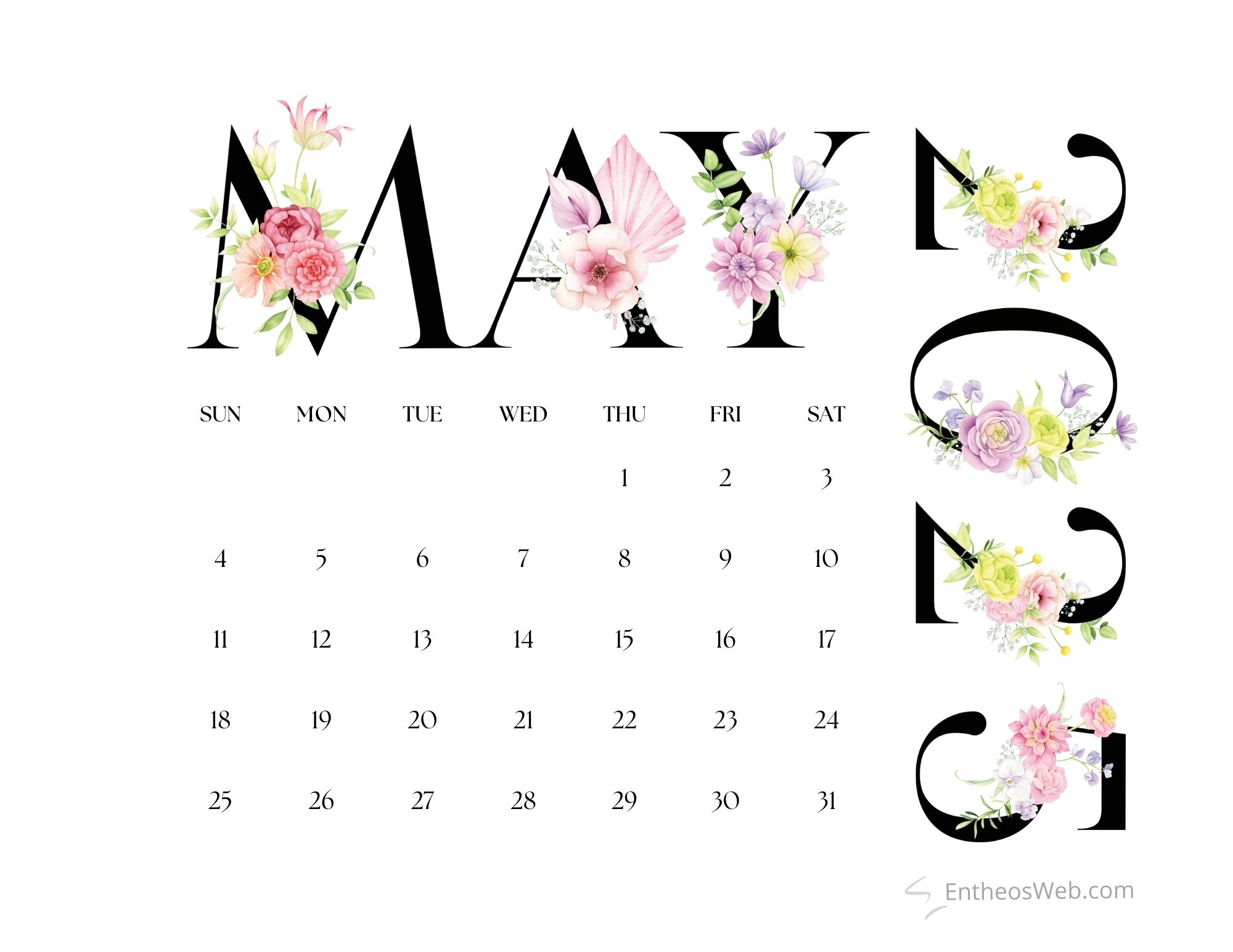 Month Of May Calendar Printable