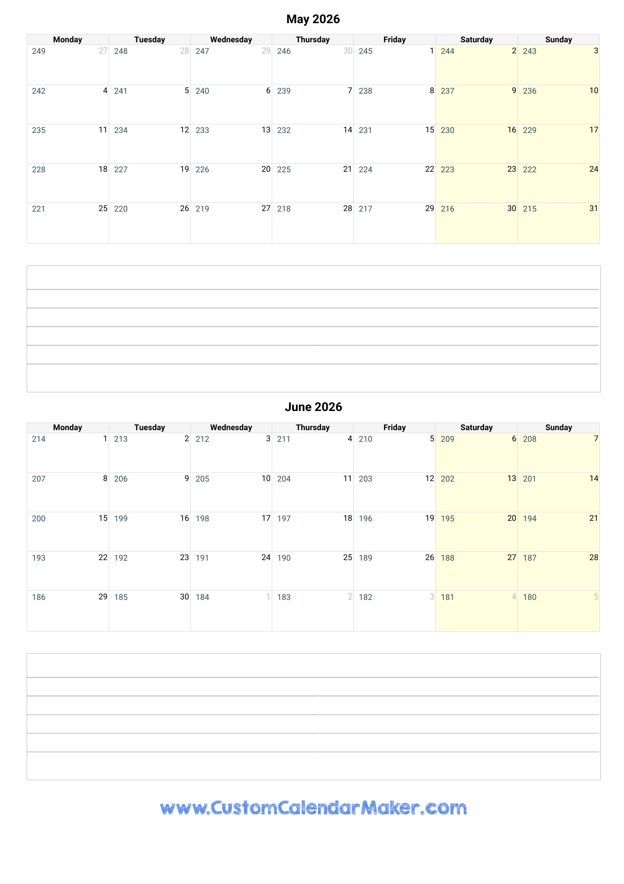 may and june 2026 calendar custom calendar maker