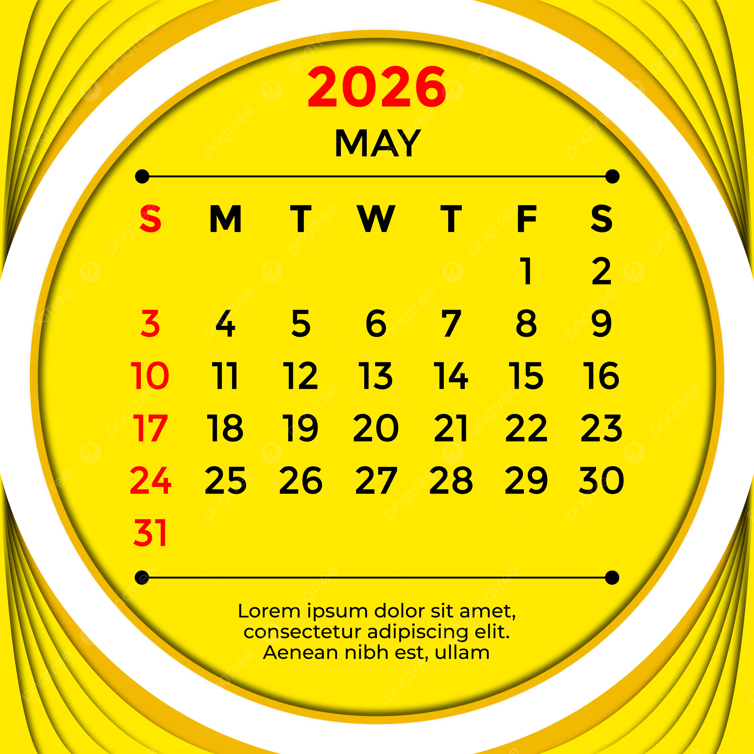 may month 2026 calendar yellow vector template download on pngtree