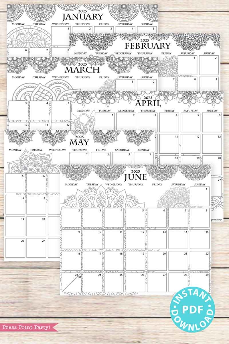 Monday Start 2025 Calendar Printable Set For Bullet Journals Or Binders Mandala for Bullet Journals Or Binders Monday Start 2025 Calendar Printable Set For Bullet Journals Or Binders Mandala for Bullet Journals Or Binders