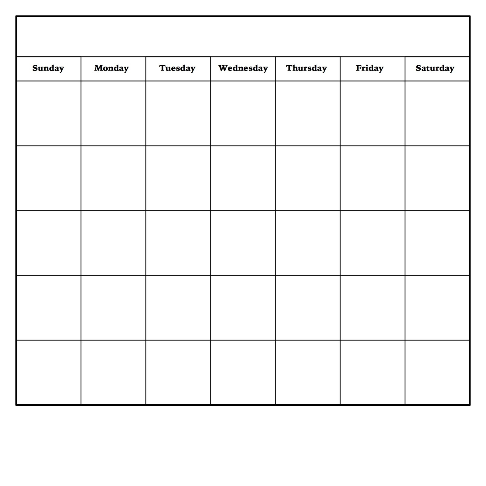 Monthly Blank Calendar Printable