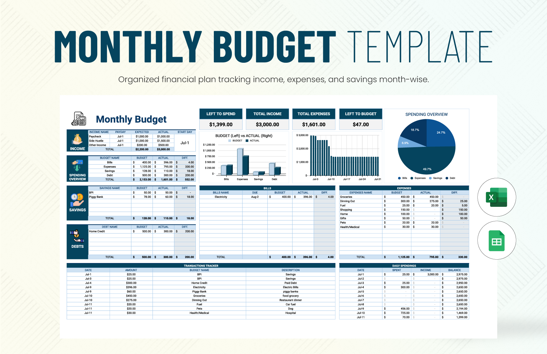 Free Printable Excel Budget Calendar 2025