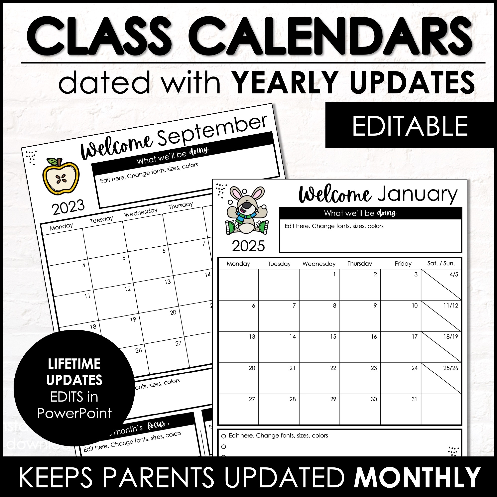 Student Calendars By Month Printable
