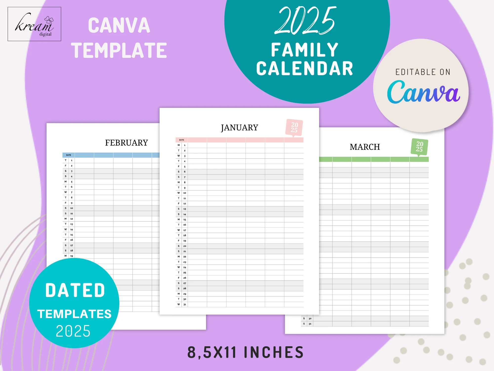 Monthly Family Calendar 2025 Canva Editable Printable Letter Size 4 5 And 6 Family Members Versions Etsy Monthly Family Calendar 2025 Canva Editable Printable Letter Size 4 5 And 6 Family Members Versions Etsy