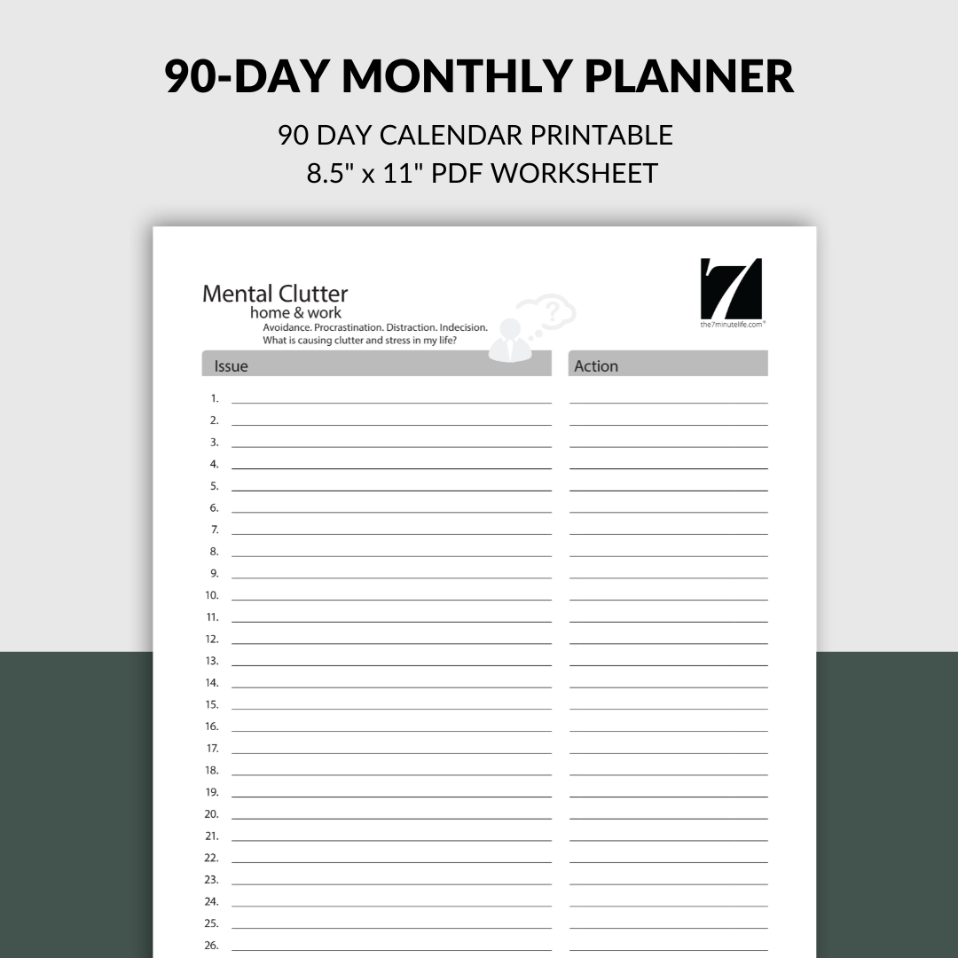 Monthly Planner Printable The 7 Minute LIfe