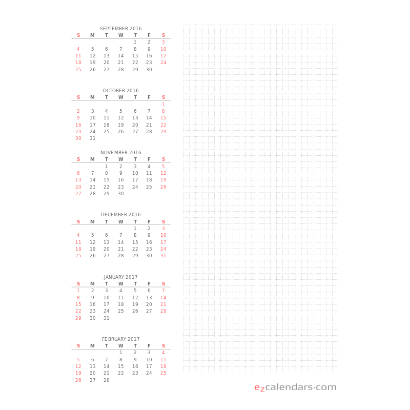 Multi Month Calendars EzCalendars