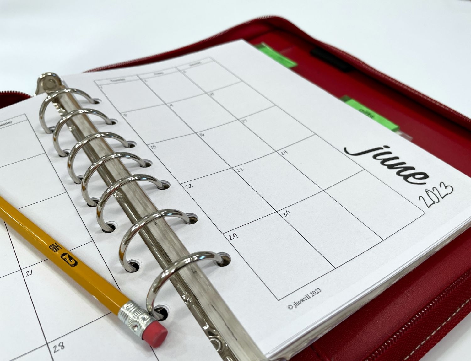 Printable Book Style Calendar