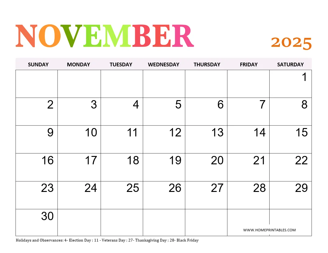 November 2025 Calendar Free Printable Pdf November 2025 Calendar Free Printable Pdf