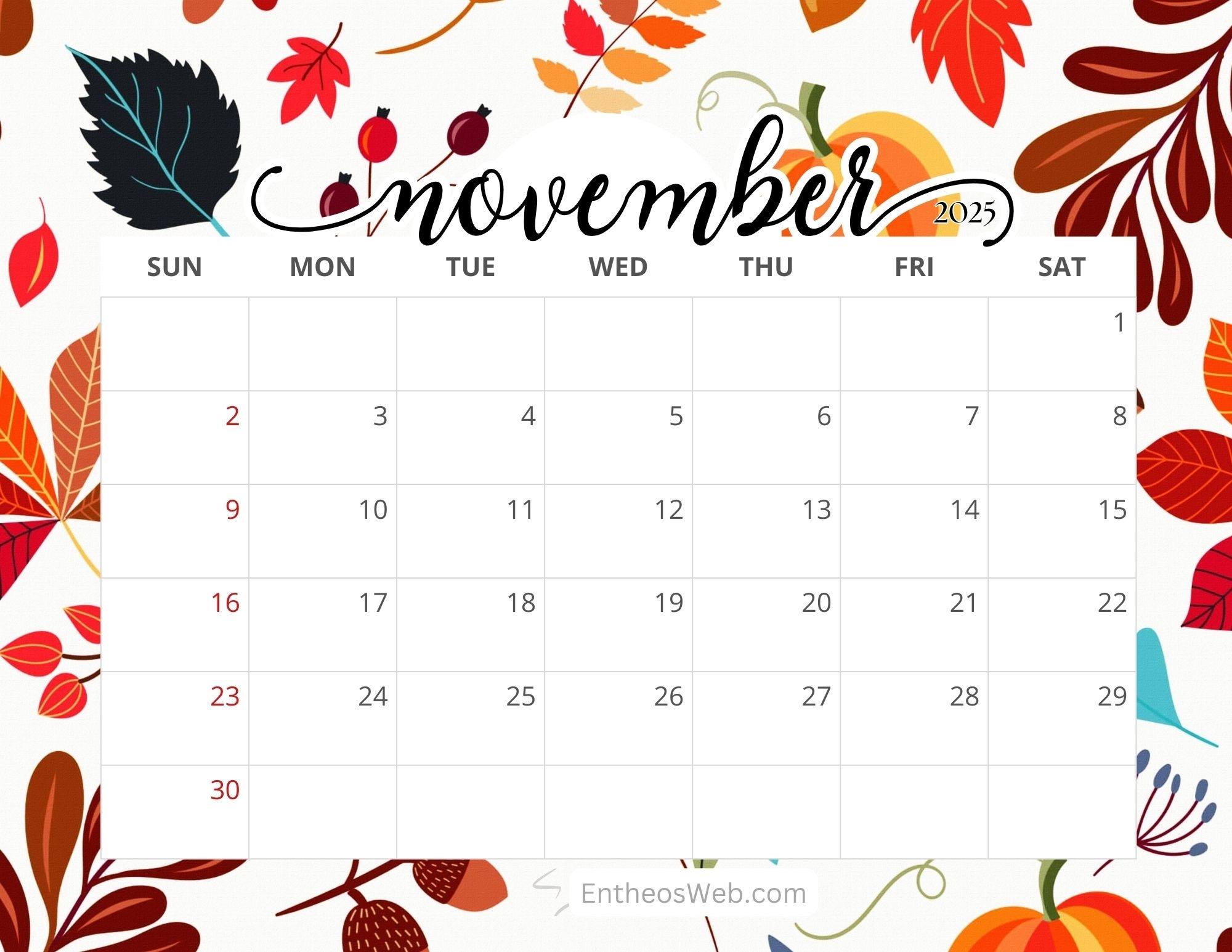 November 2025 Calendar Printables EntheosWeb November 2025 Calendar Printables EntheosWeb