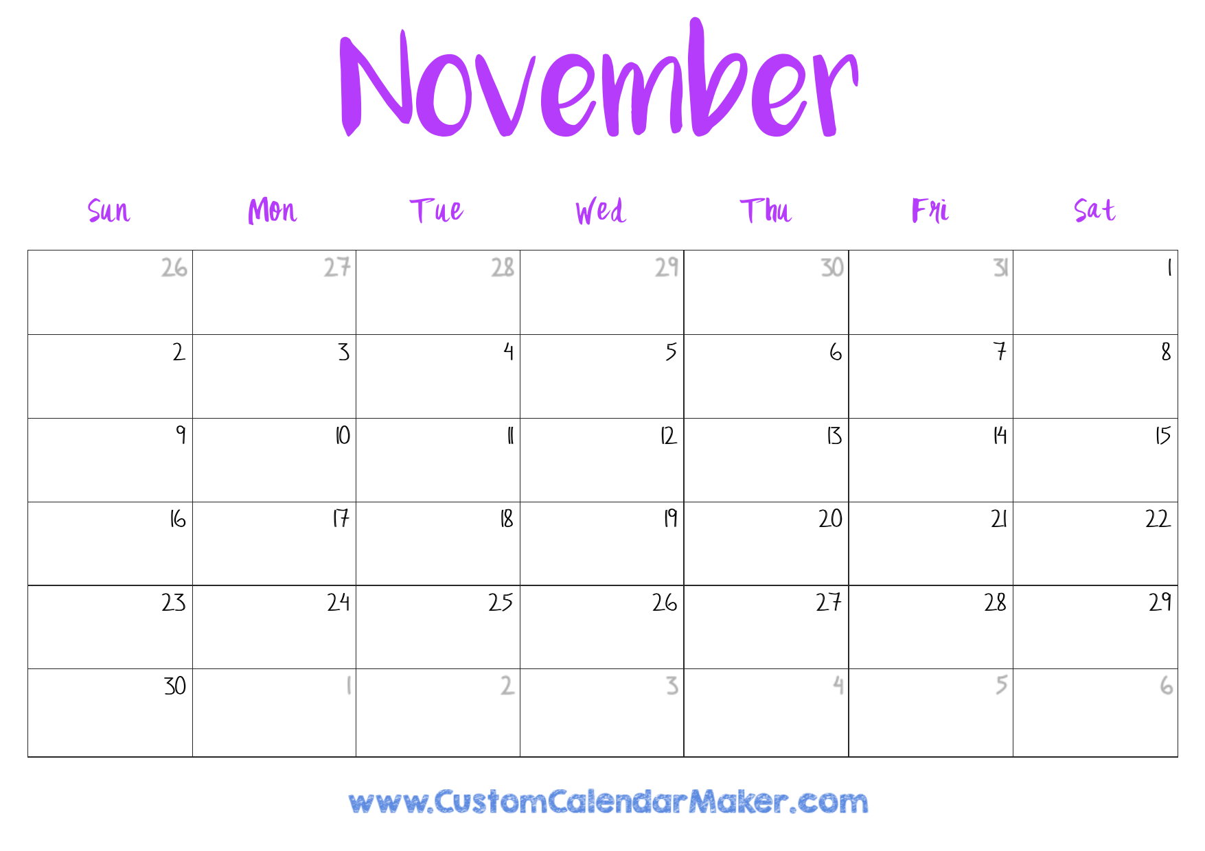 November 2025 Printable Calendar 23 Free Templates PDF Custom Calendar Maker November 2025 Printable Calendar 23 Free Templates PDF Custom Calendar Maker