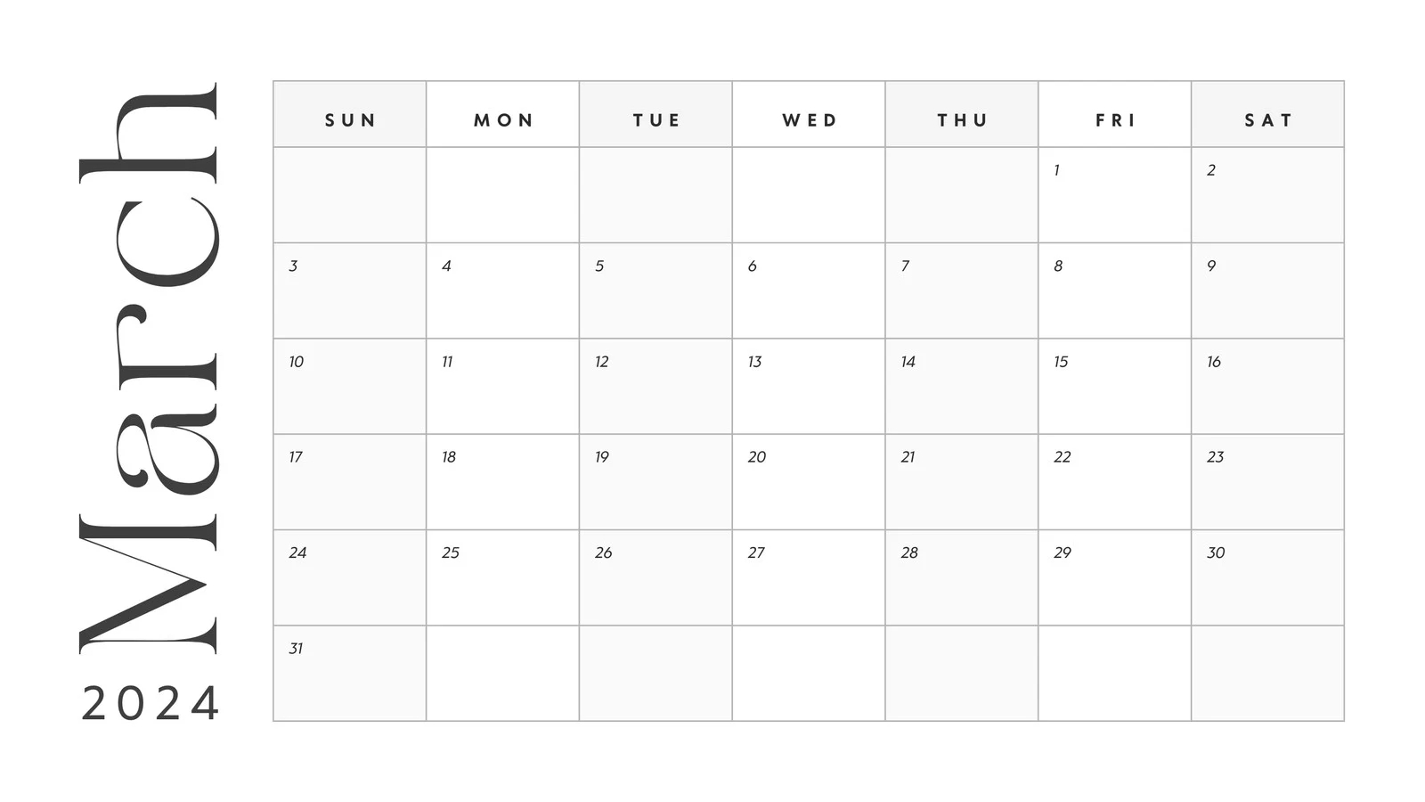Printable Calendar March