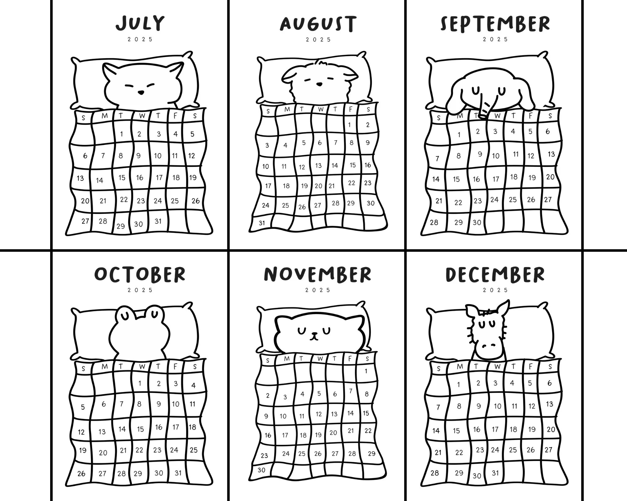 PDF 2025 Calendar Cute Design PDF PNG Adorable Printable Editable Template Etsy