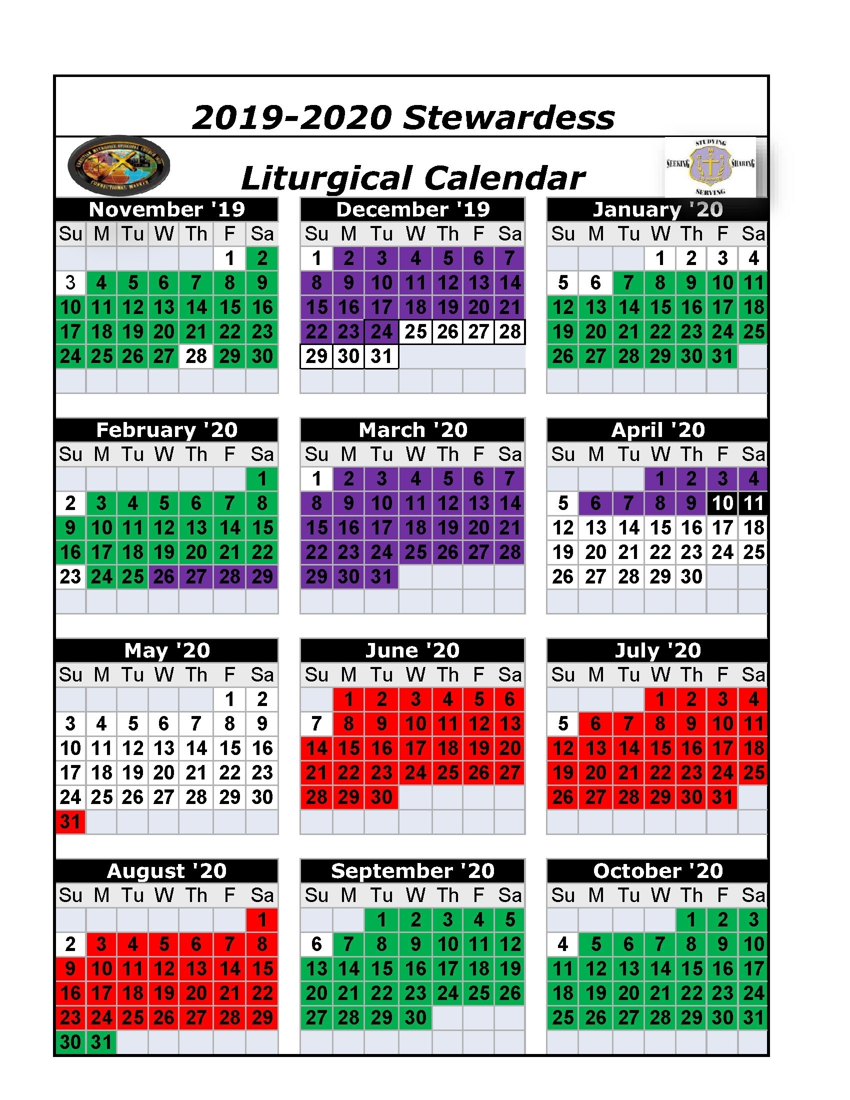 Printable 2025 Liturgical Colors