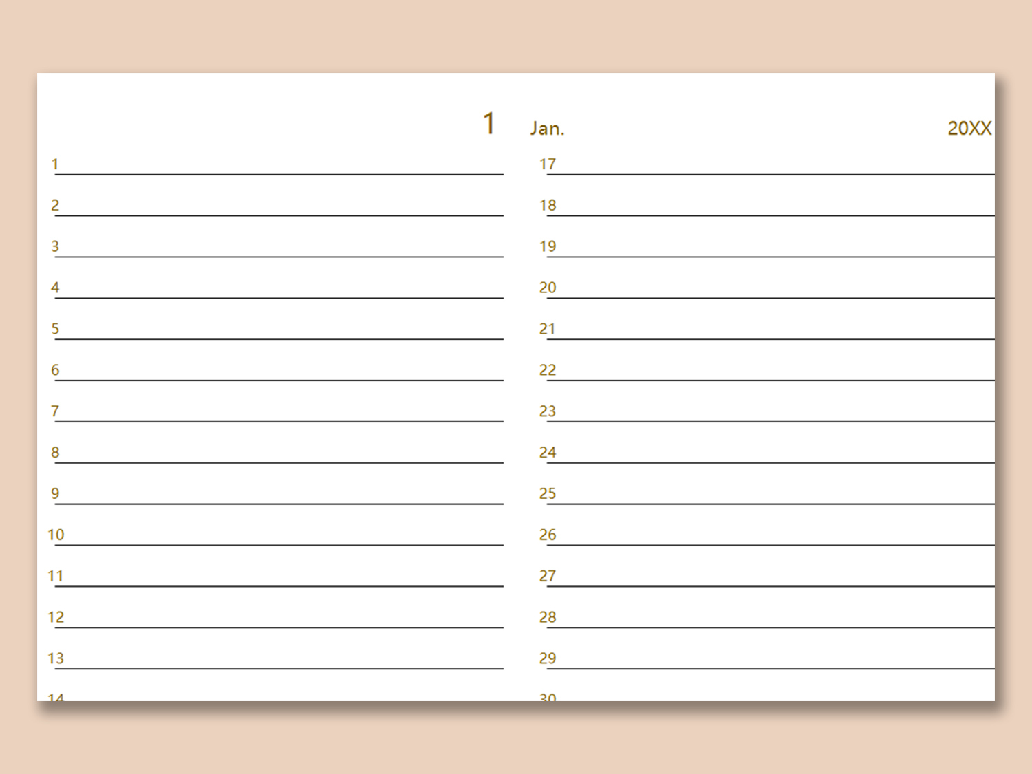 Printable Calendar Word Template