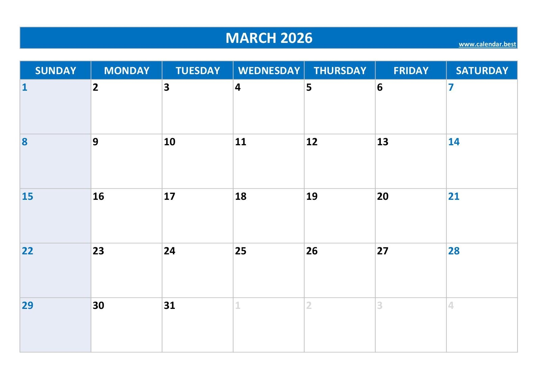 February And March 2026 Calendar Printable