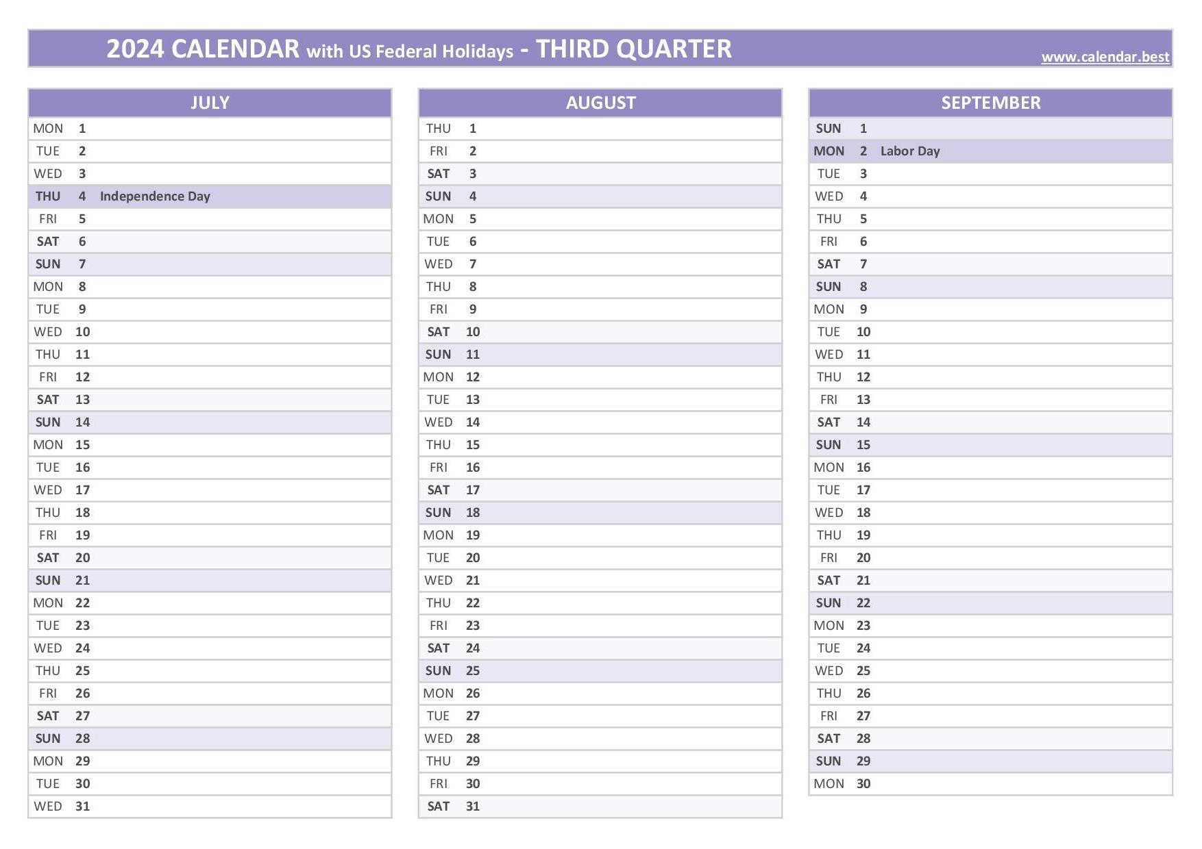 Printable 3rd Quarter 2024 Calendar Printable 3rd Quarter 2024 Calendar