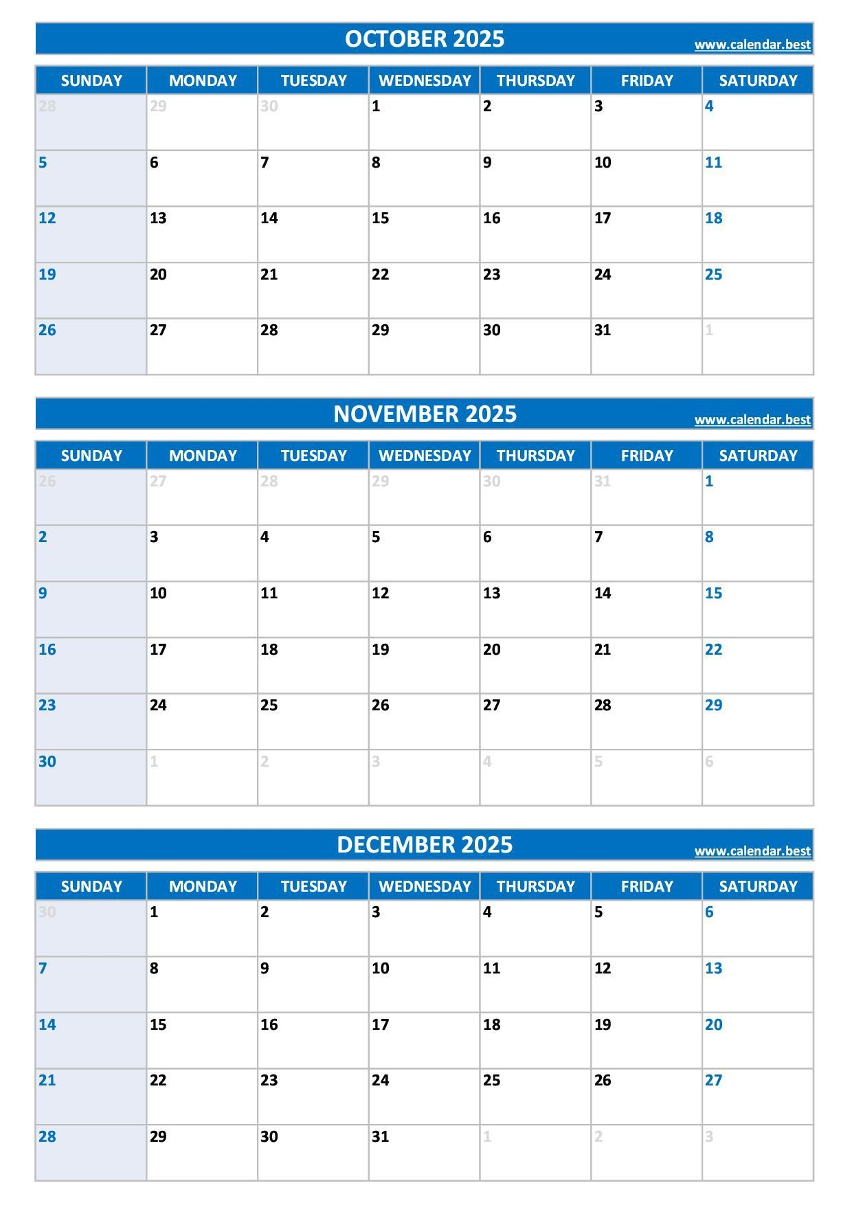Printable Calendar Nov And Dec 2025