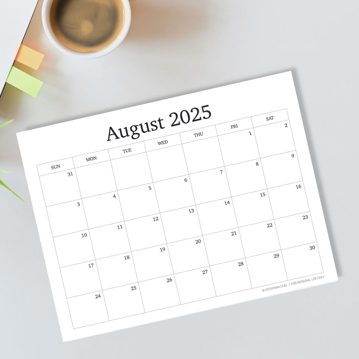 Printable August Sept Calendar
