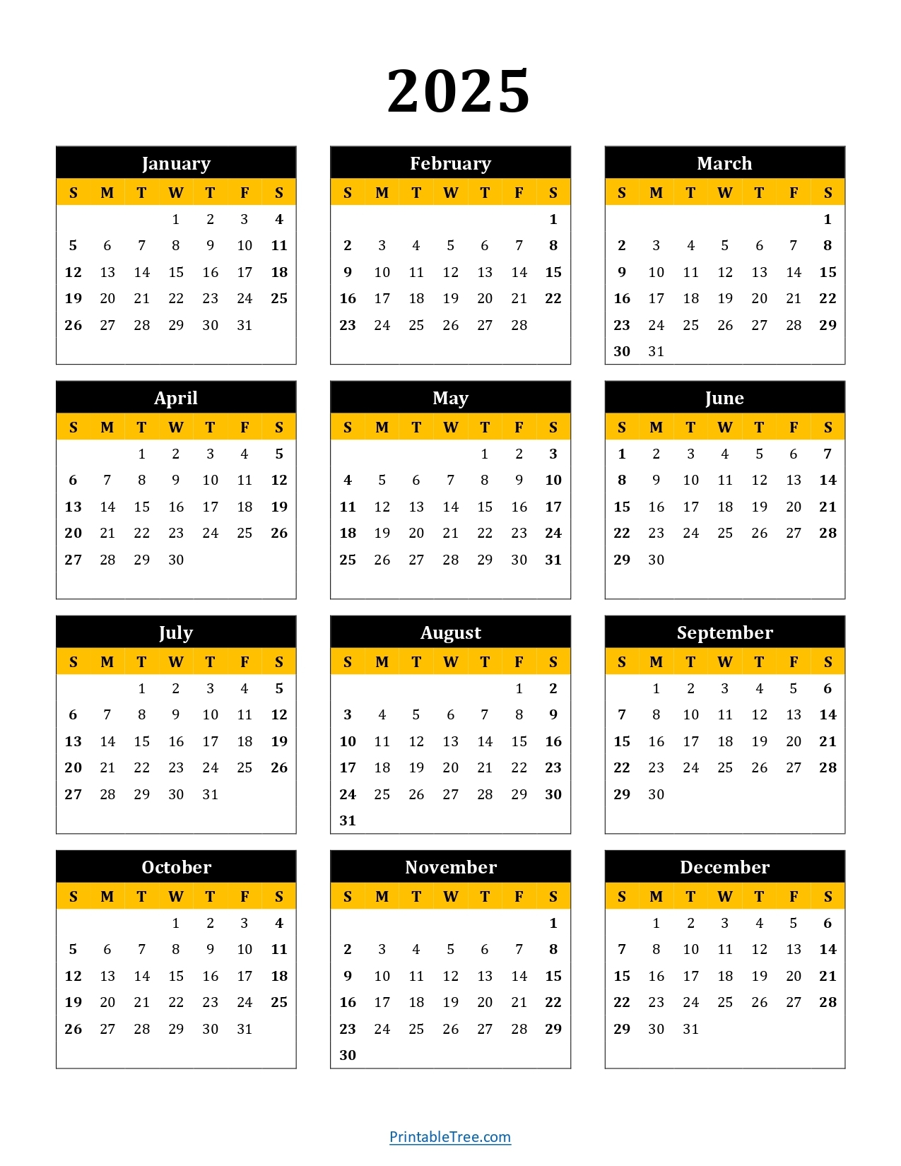 2025 Calendar Printable Month By Month Column