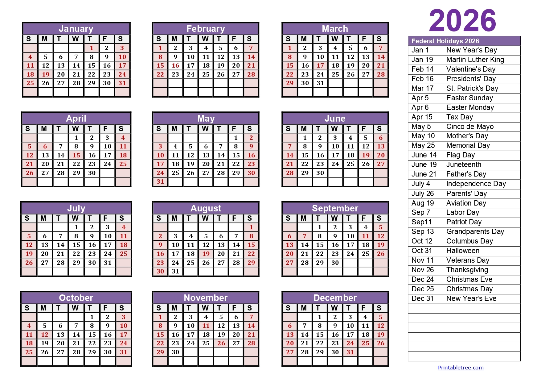 Printable May 2026 Calendar With Holidays