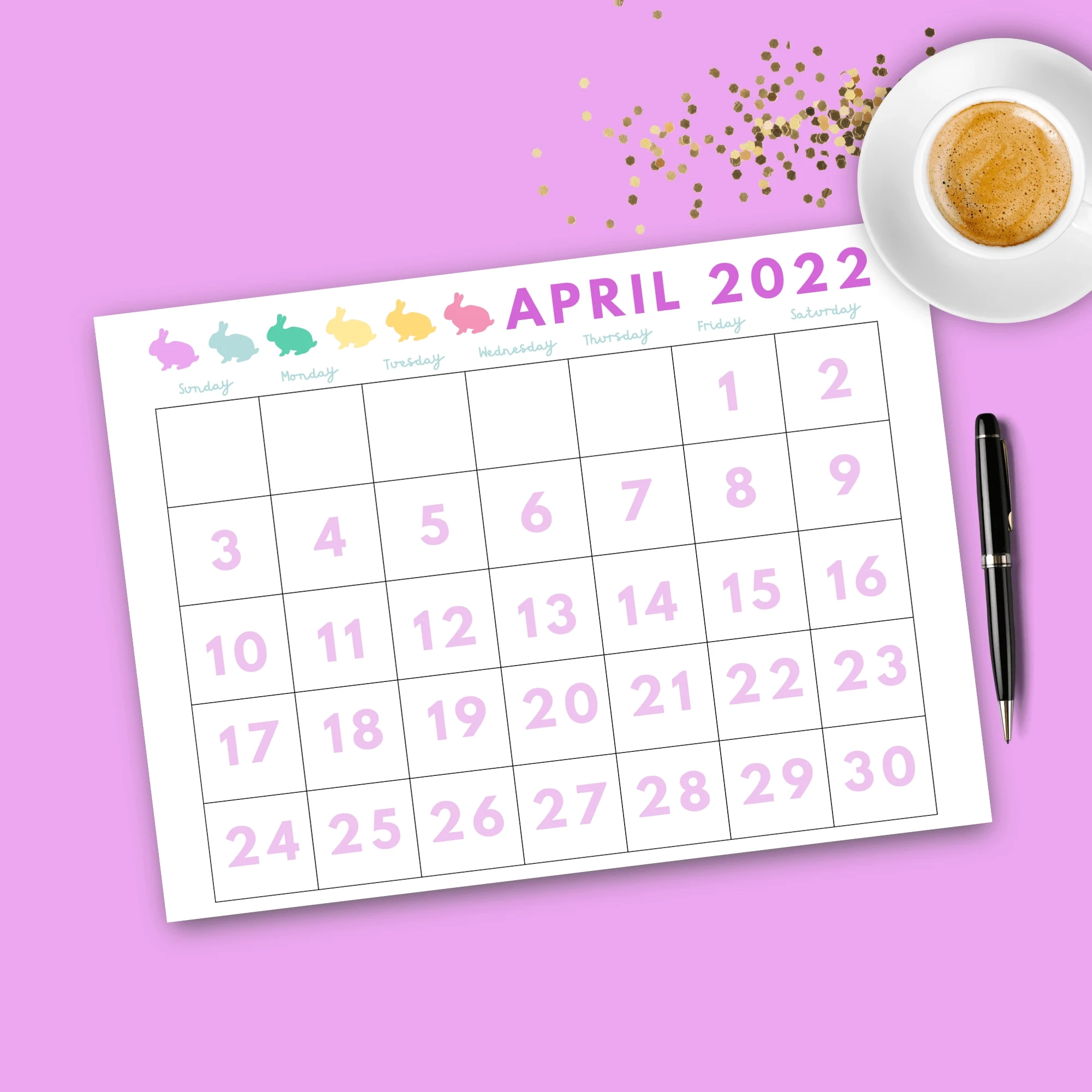 Printable Dated April 2022 Calendar Carrie Elle