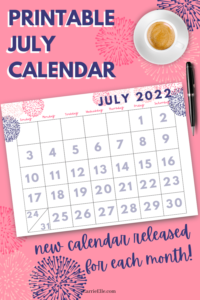 Free Printable Calendar July