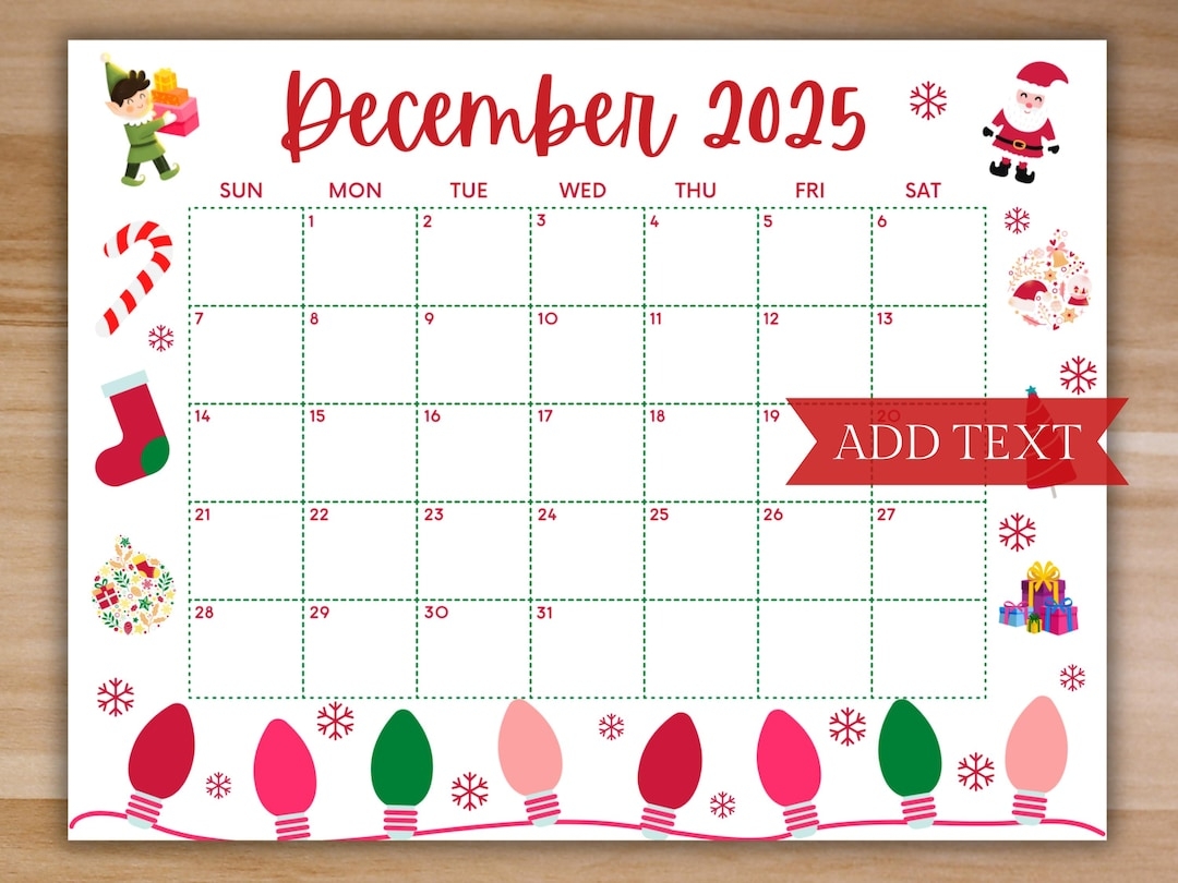 Free Printable December Calendar 2025
